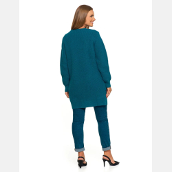 Dzianinowy KARDIGAN z kieszeniami NIEBIESKI dłuższy narzutka MORAJ